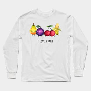 "I love fruit" Watercolour Original Painting Long Sleeve T-Shirt